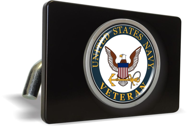 U.S. Navy Veteran - Tow Hitch Cover with Chrome Metal Emblem